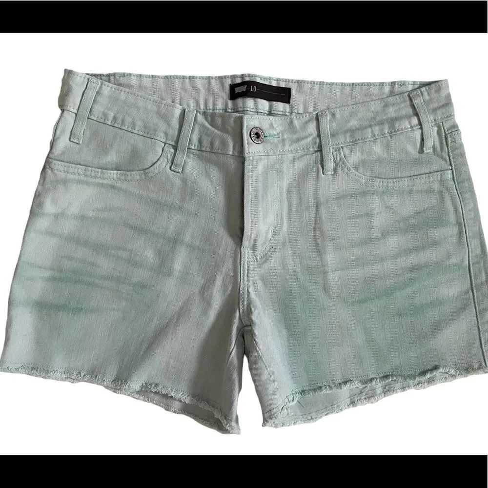 𝅺Levi's 330 Tie Dye Jean Shorts, green, size 10